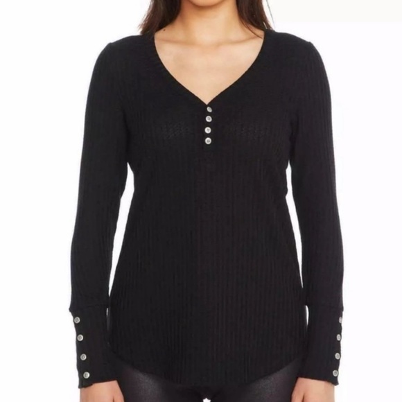 Chaser Thermal Henley V-Neck Waffle Knit Top - Picture 2 of 10